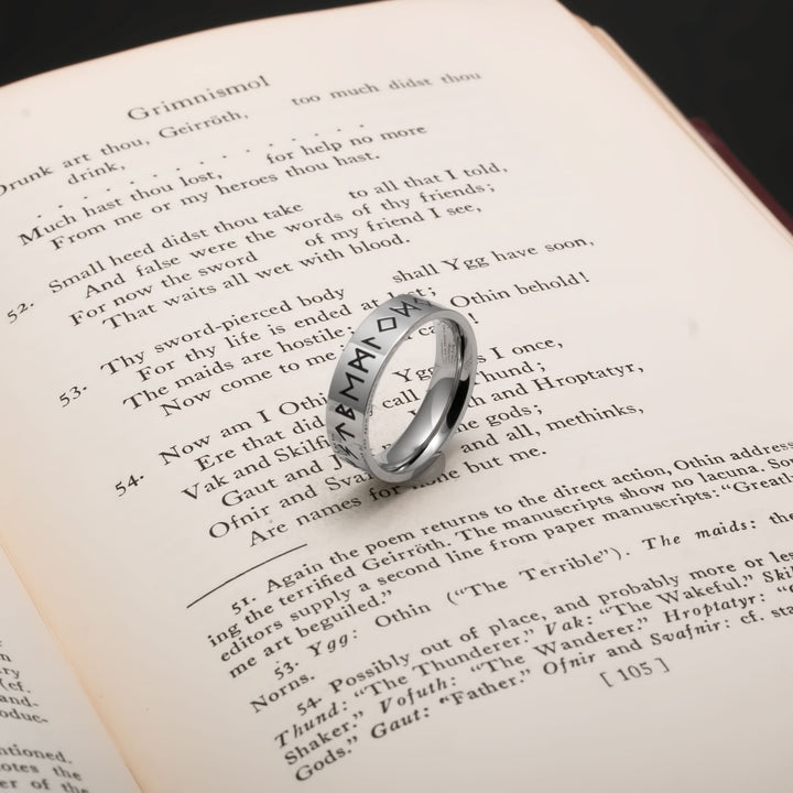 Viking Elder Futhark Rune Ring 6 mm Band 316L Stainless Steel Norse American