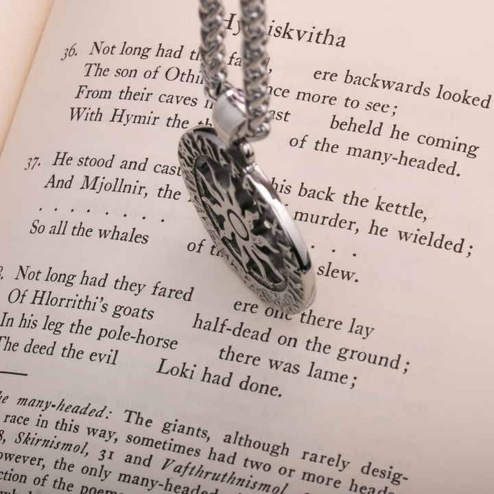 Viking Sun Rune Stainless Steel Pendant Necklace