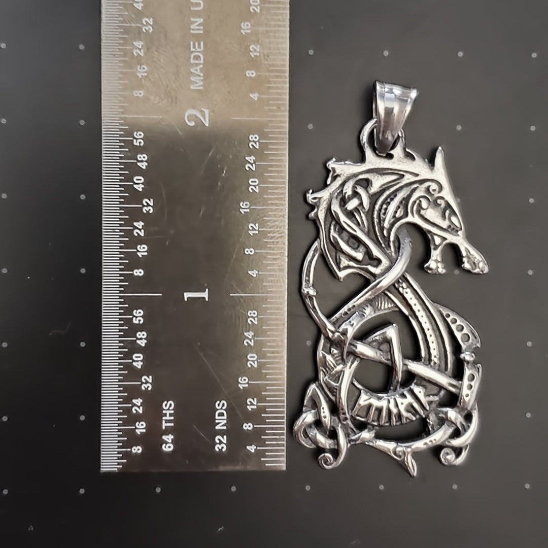 Viking Norse Dragon Fafnir Stainless Steel Pendant Necklace
