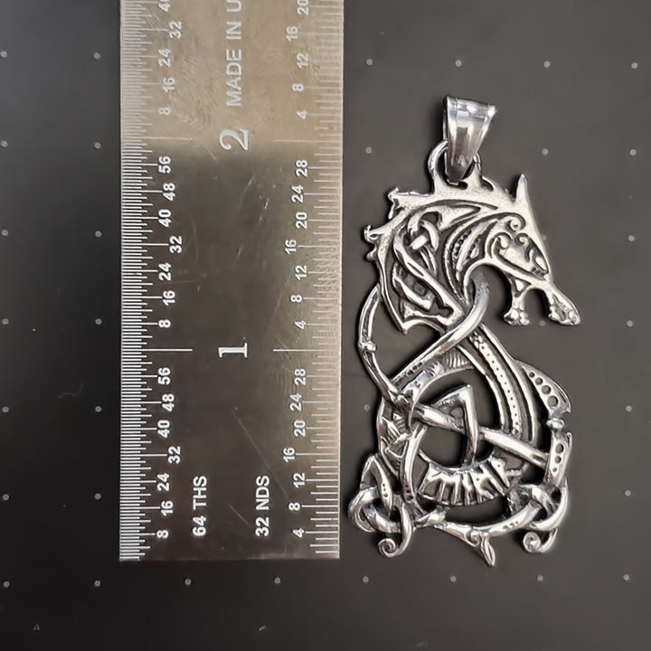 Viking Norse Dragon Fafnir Stainless Steel Pendant Necklace