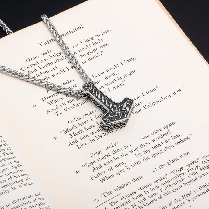 Mjolnir Thor's Hammer Pendant Necklace Stainless Steel Viking