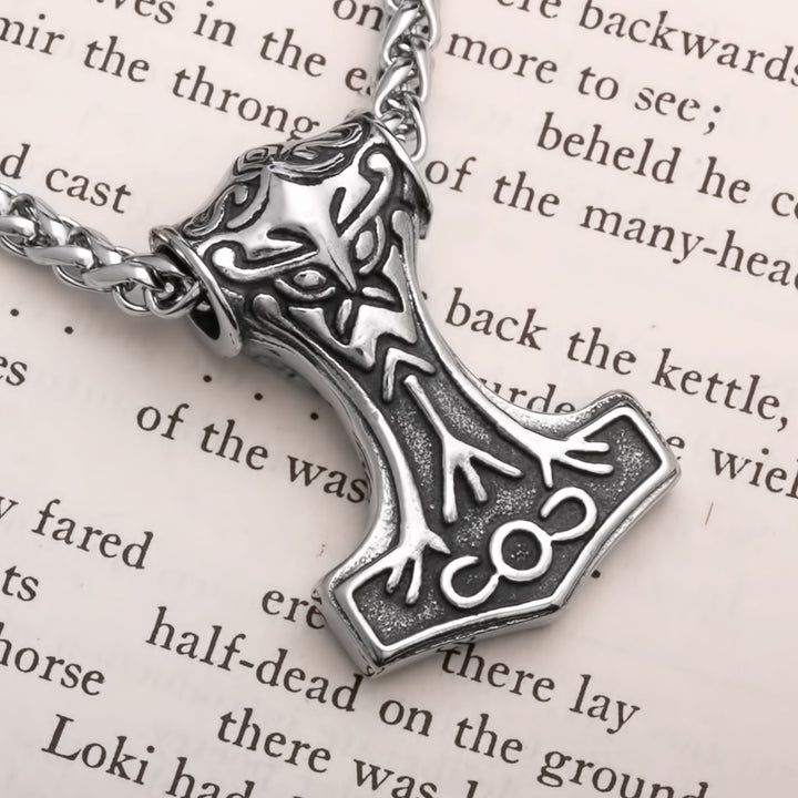 Viking Mjolnir Thor's Hammer Stainless Steel Pendant Necklace Small