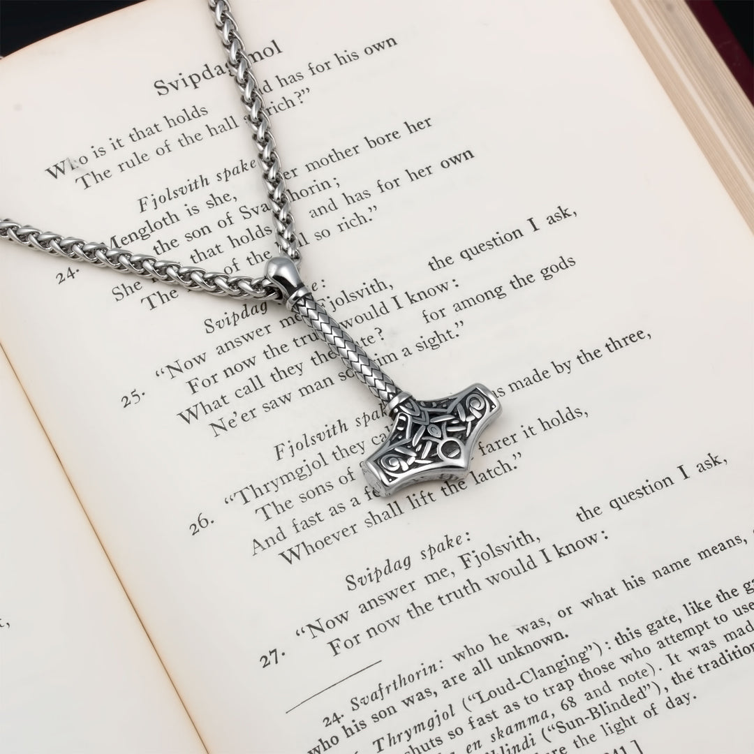 Mjolnir Thor's Hammer Pendant Necklace Stainless Steel Viking