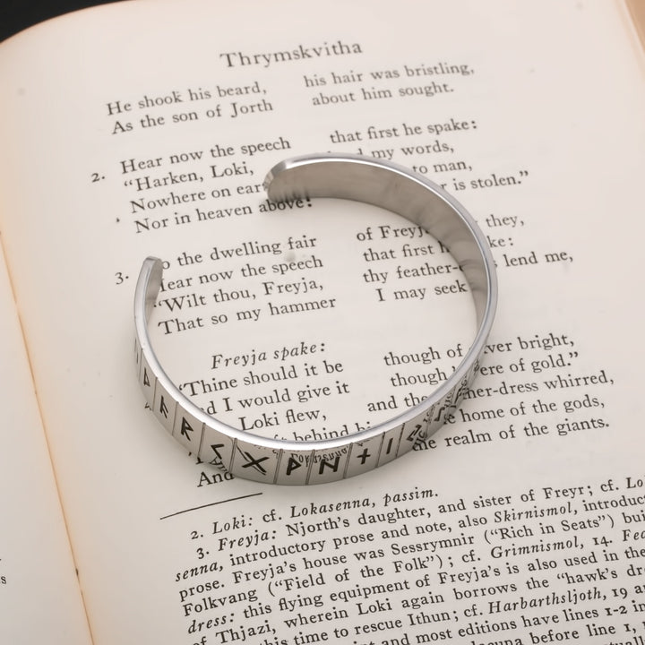 Viking Elder Futhark Rune Cuff Bracelet