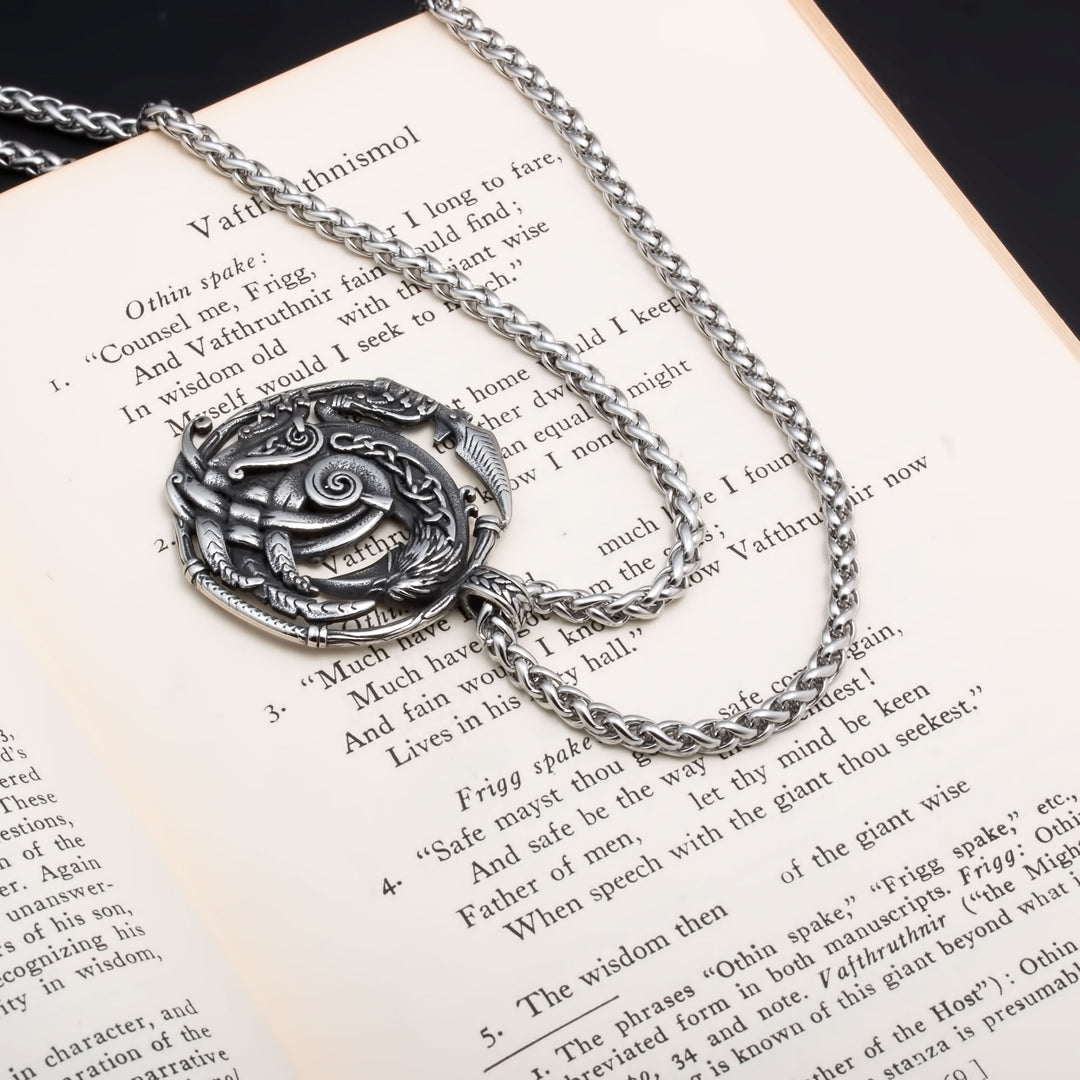 Viking Gungnir Raven Stainless Steel Pendant Necklace