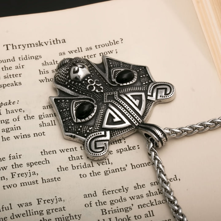 Bear Head with Black Eyes Berserker Viking Pendant Necklace 316L Stainless Steel - view 4