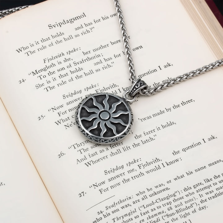 Sun Medallion Pendant Necklace Stainless Steel Viking