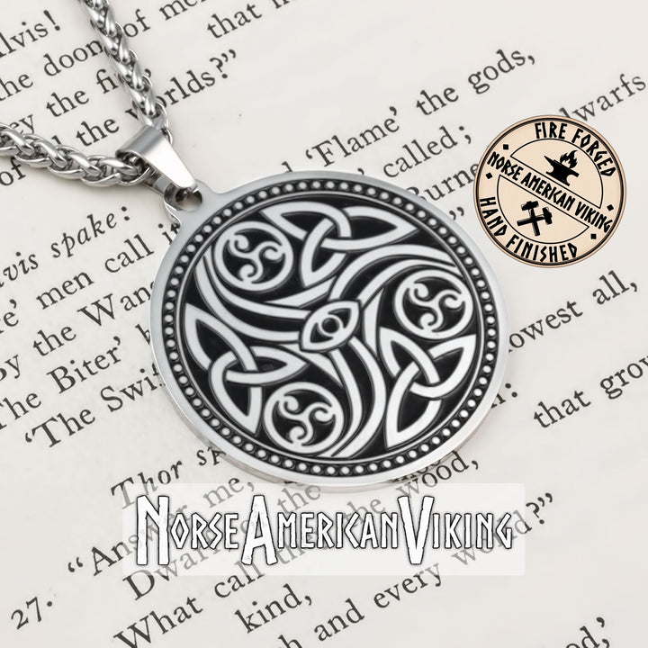 Viking Celtic Trinity Triskele knot Stainless Steel Pendant Necklace