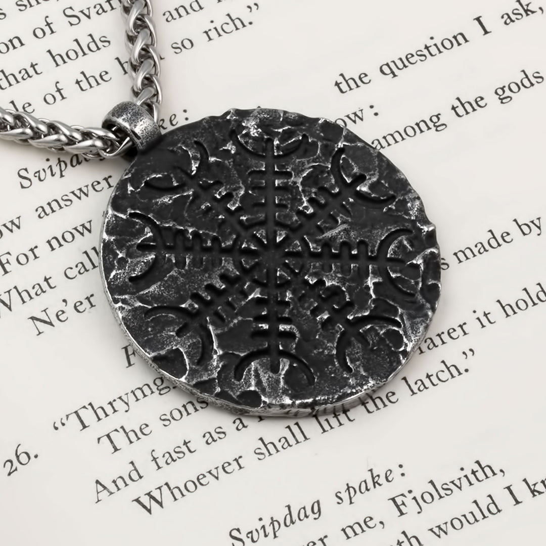 Helm of Awe Rock Pendant Necklace Stainless Steel Viking