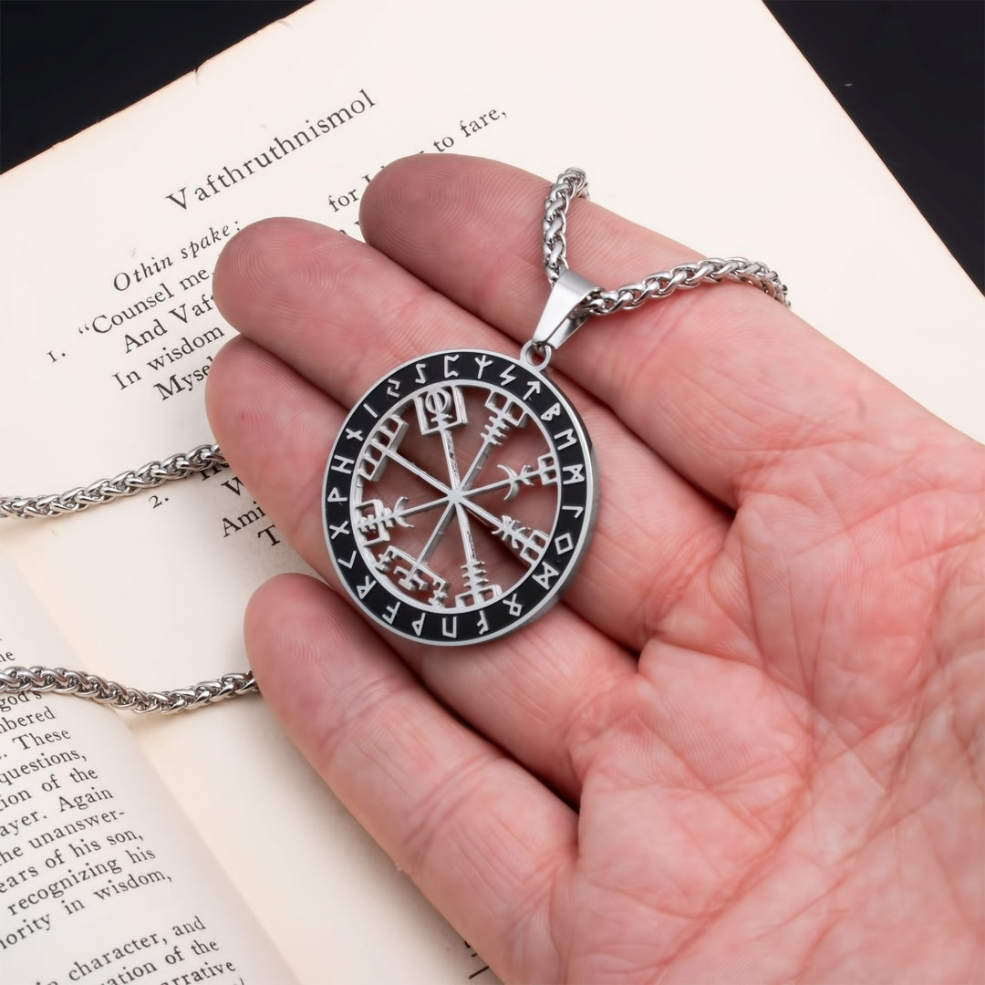 Vegvisir Compass Pendant Necklace Stainless Steel Viking