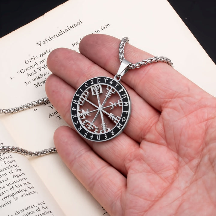 Vegvisir Compass Pendant Necklace Stainless Steel Viking
