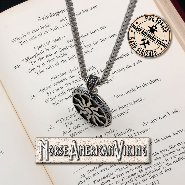 Viking Sun Medallion Stainless Steel Pendant Necklace