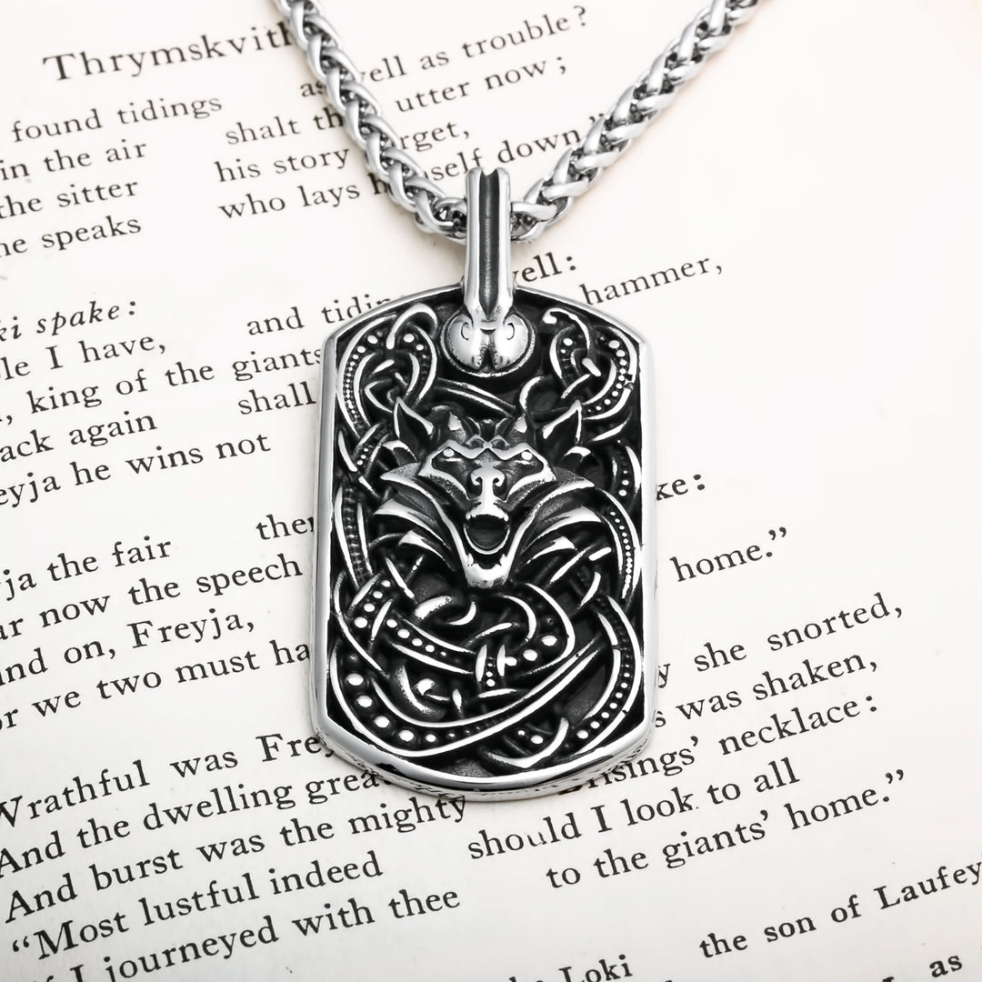 Fenrir Wolf Pendant Necklace 316L Stainless Steel Norse Viking Talisman