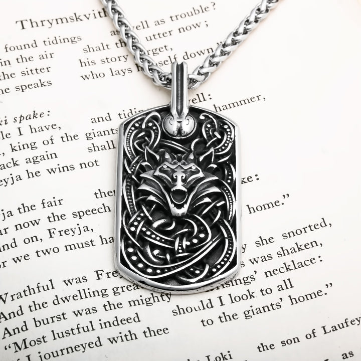 Fenrir Wolf Pendant Necklace 316L Stainless Steel Norse Viking Talisman