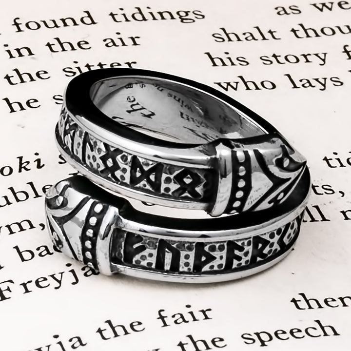 Elder Futhark Rune Raven Viking Ring 316L Stainless Steel