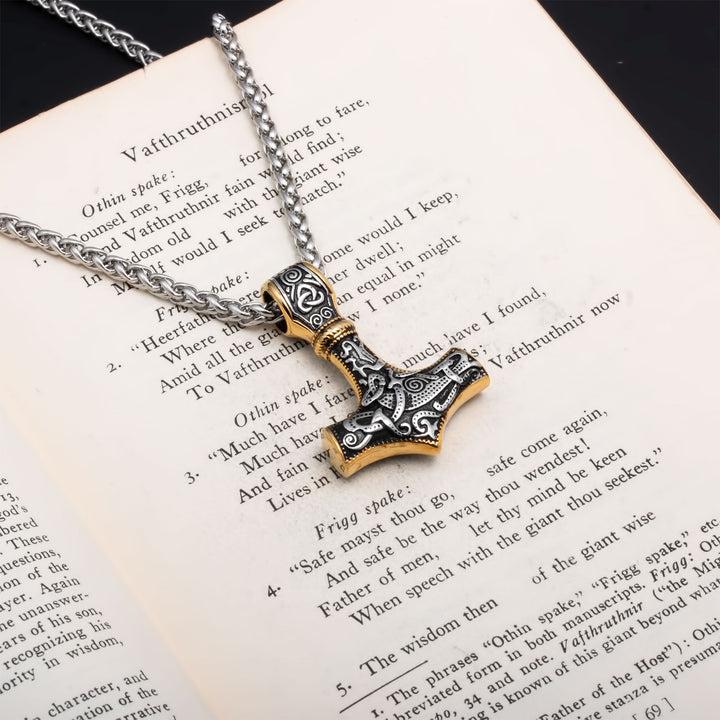 Mjolnir Thor's Hammer Pendant Necklace Stainless Steel Viking