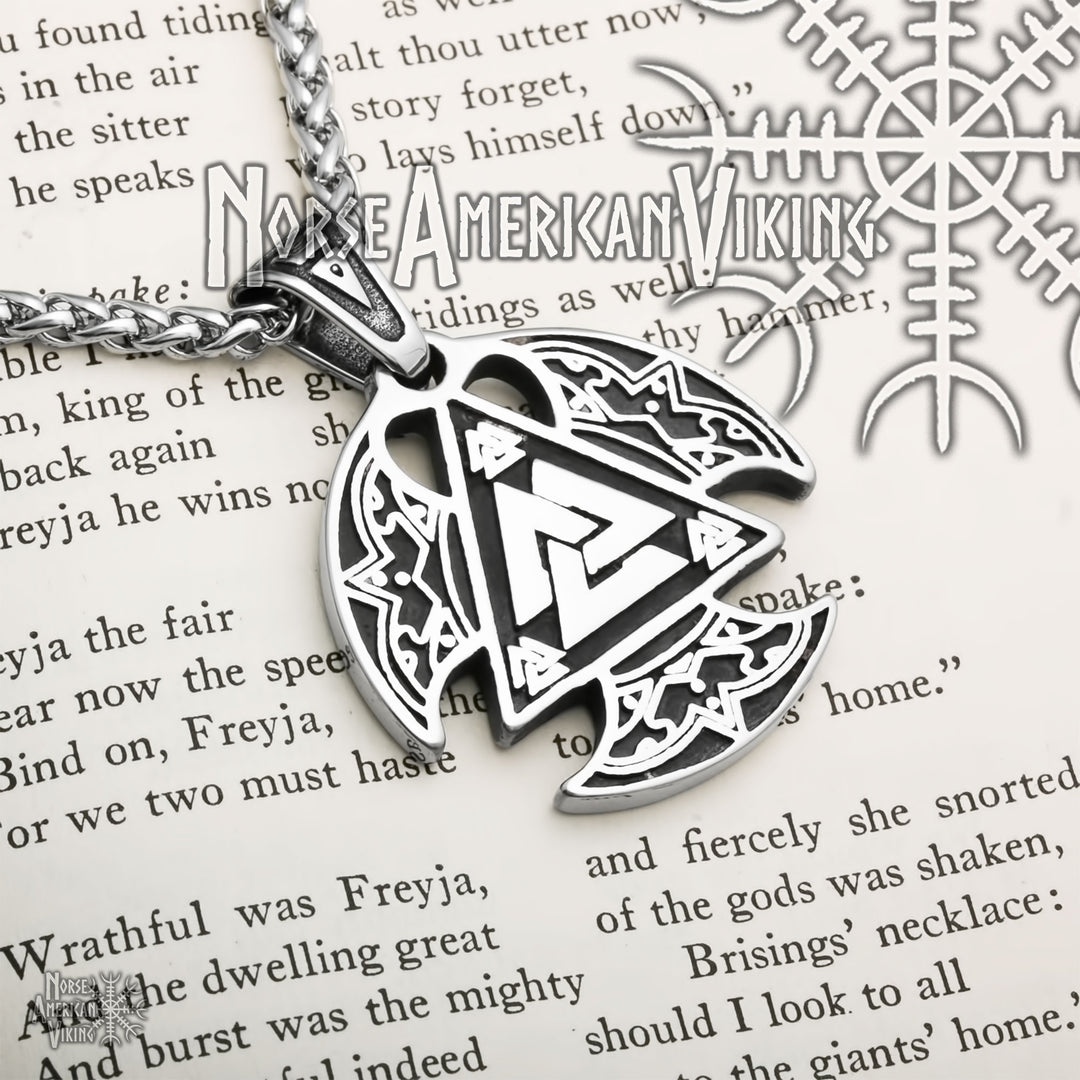 Viking Valknut Slain Warrior Knot Stainless Steel Pendant Necklace