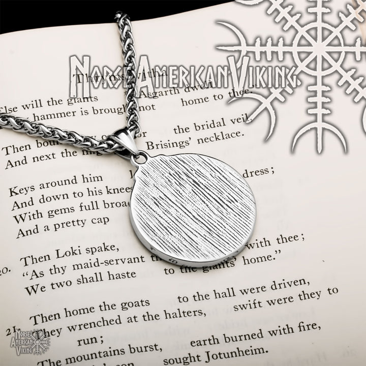 Viking Sun Rune Stainless Steel Pendant Necklace