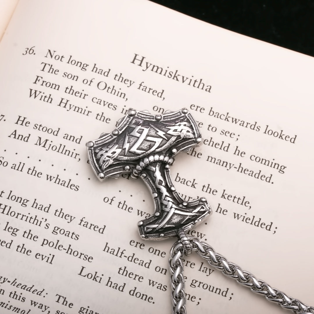 Mjolnir Tribal Viking Pendant Necklace 316L Stainless Steel - view 5