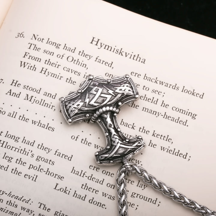 Mjolnir Tribal Viking Pendant Necklace 316L Stainless Steel - view 5
