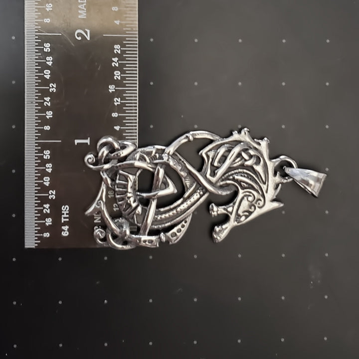 Viking Norse Dragon Fafnir Stainless Steel Pendant Necklace