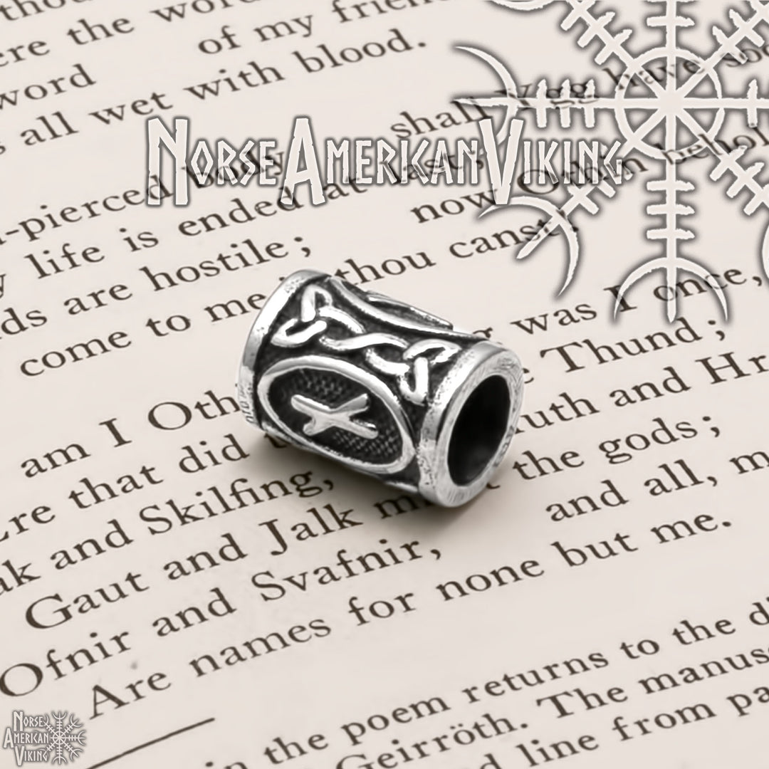 Viking Elder Futhark Nauthiz Rune Beard Hair Jewelry Bead 316L Stainless Steel