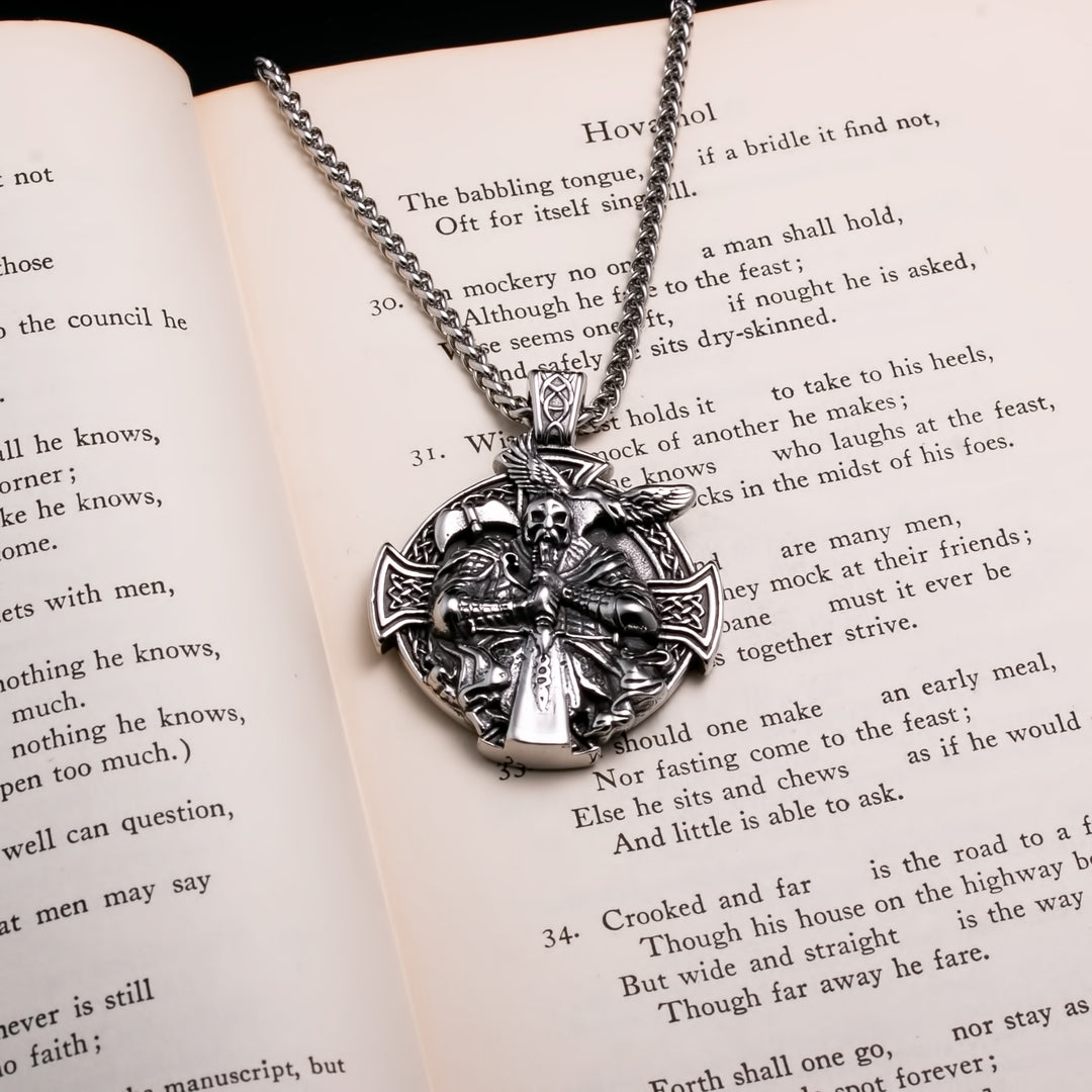 Raven Viking Pendant Necklace 316L Stainless Steel