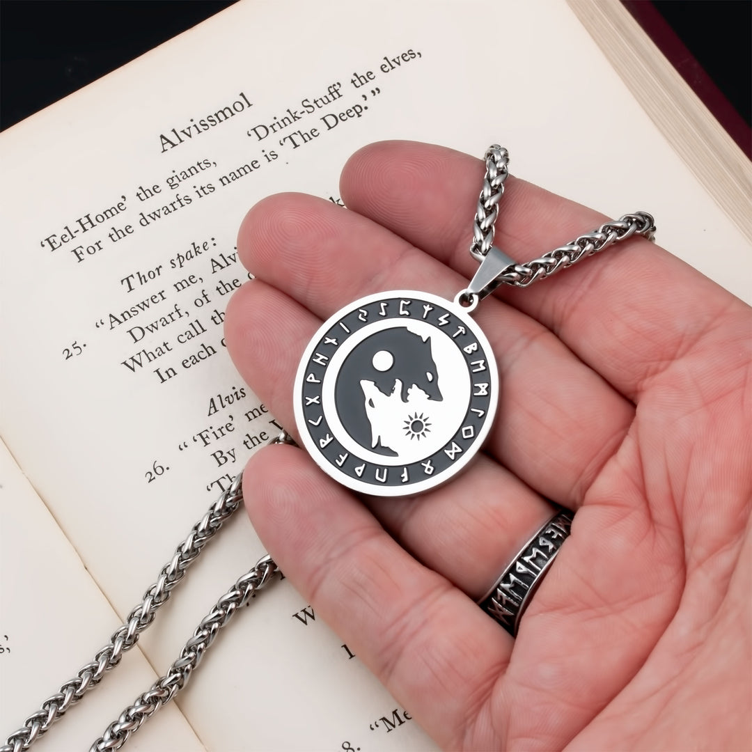 Fenrir Wolf Viking Pendant Necklace 316L Stainless Steel