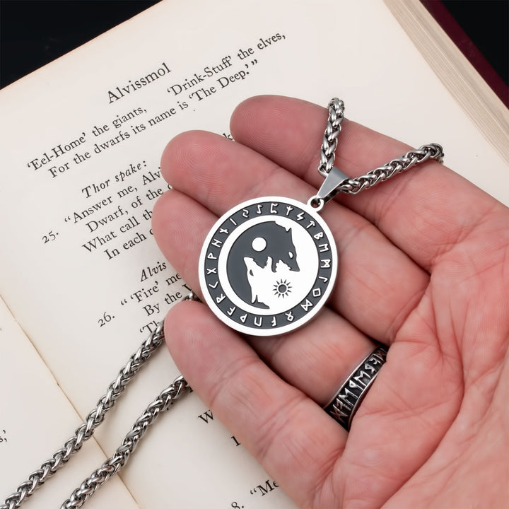 Fenrir Wolf Viking Pendant Necklace 316L Stainless Steel