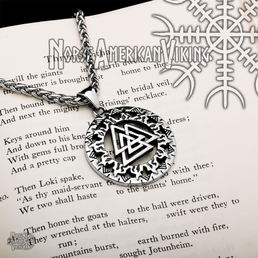 Viking Valknut Slain Warrior Knot Stainless Steel Pendant Necklace