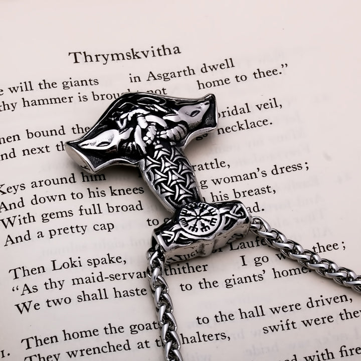Mjolnir Vegvisir Goat Head Viking Pendant Necklace 316L Stainless Steel - view 5