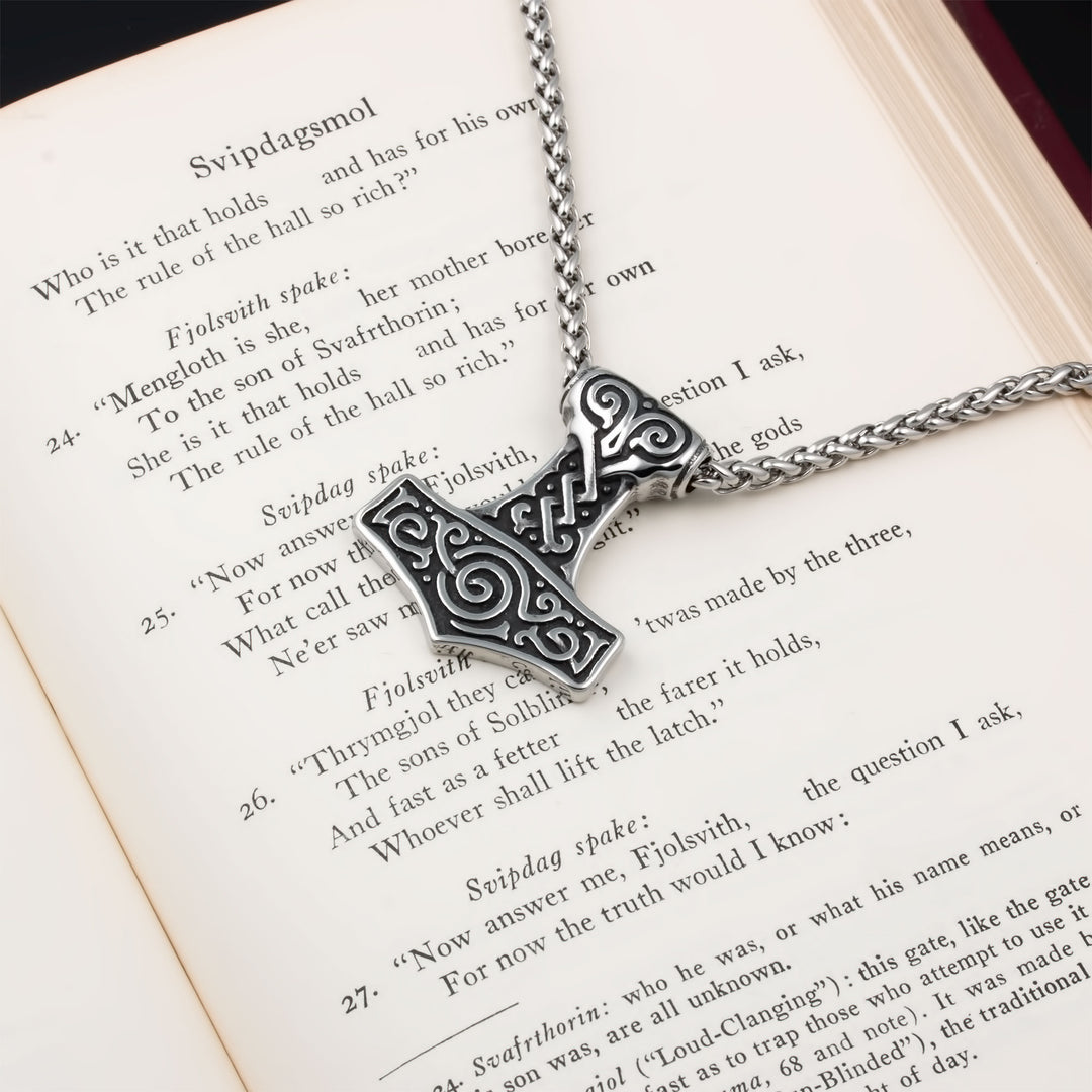 Mjolnir Thor's Hammer Pendant Necklace Stainless Steel Viking