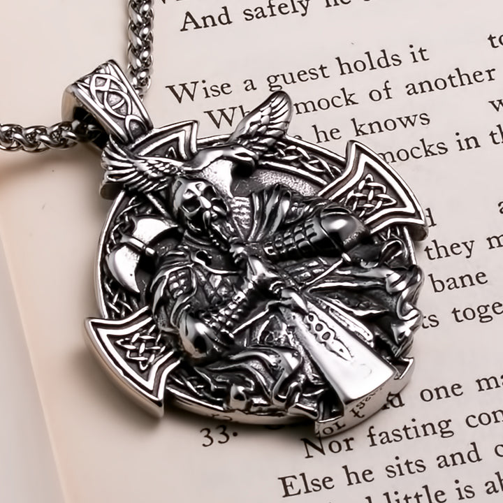 Raven Viking Pendant Necklace 316L Stainless Steel