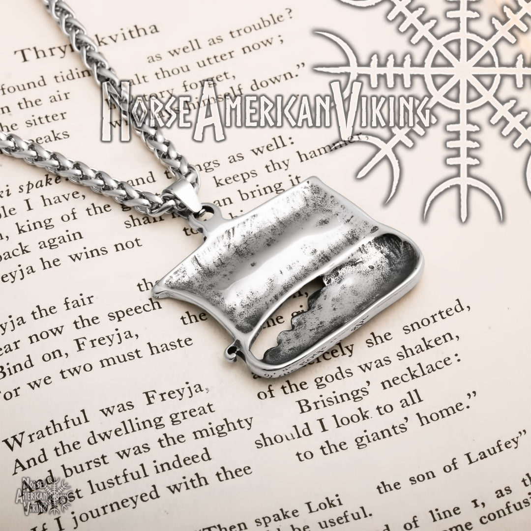 Viking Long Ship Stainless Steel Pendant Necklace