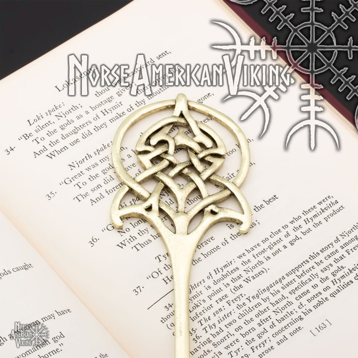 Viking Goddess Hair Stick Norse Hair Accessory Gold Tone Zinc Alloy - view 5