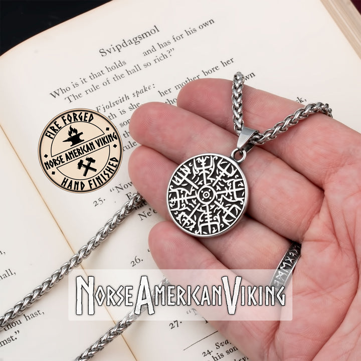 Viking Vegvisir Stainless Steel Pendant Necklace