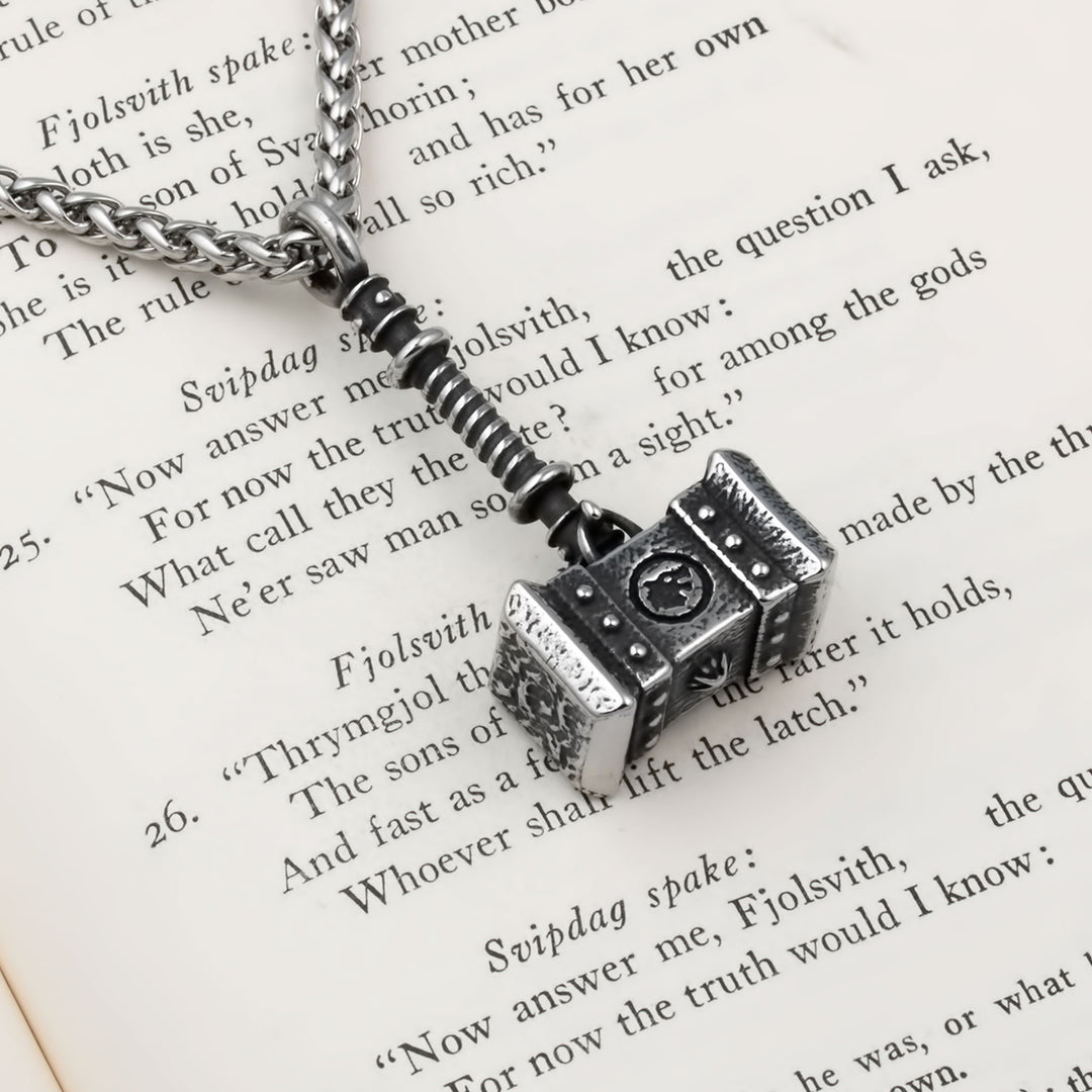Mjolnir Thor's Hammer Pendant Necklace Stainless Steel Viking