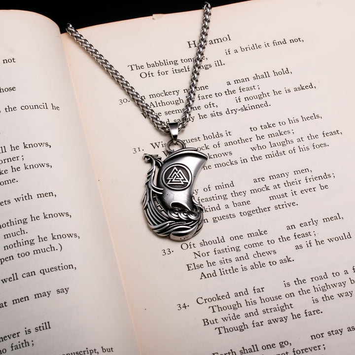 Viking Long Ship Stainless Steel Pendant Necklace