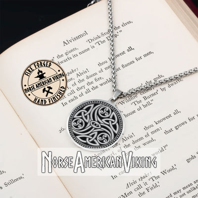 Viking Celtic Trinity Triskele knot Stainless Steel Pendant Necklace
