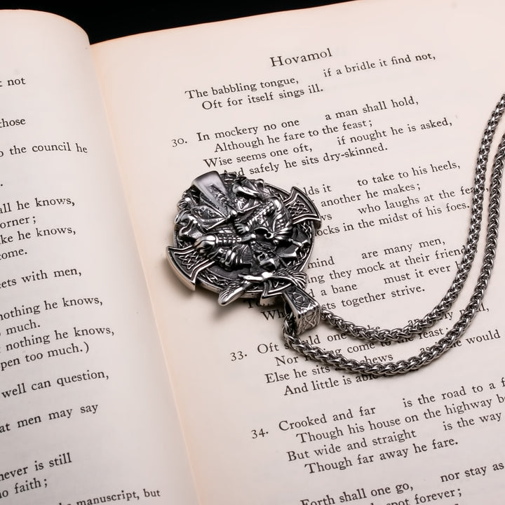 Raven Viking Pendant Necklace 316L Stainless Steel