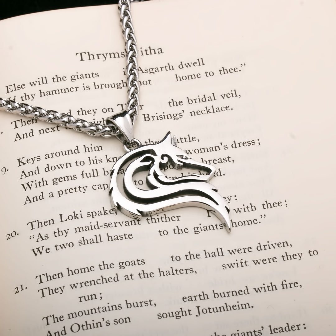 Fenrir Wolf Openwork Viking Pendant Necklace 316L Stainless Steel - view 2