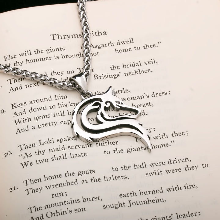 Fenrir Wolf Openwork Viking Pendant Necklace 316L Stainless Steel - view 2
