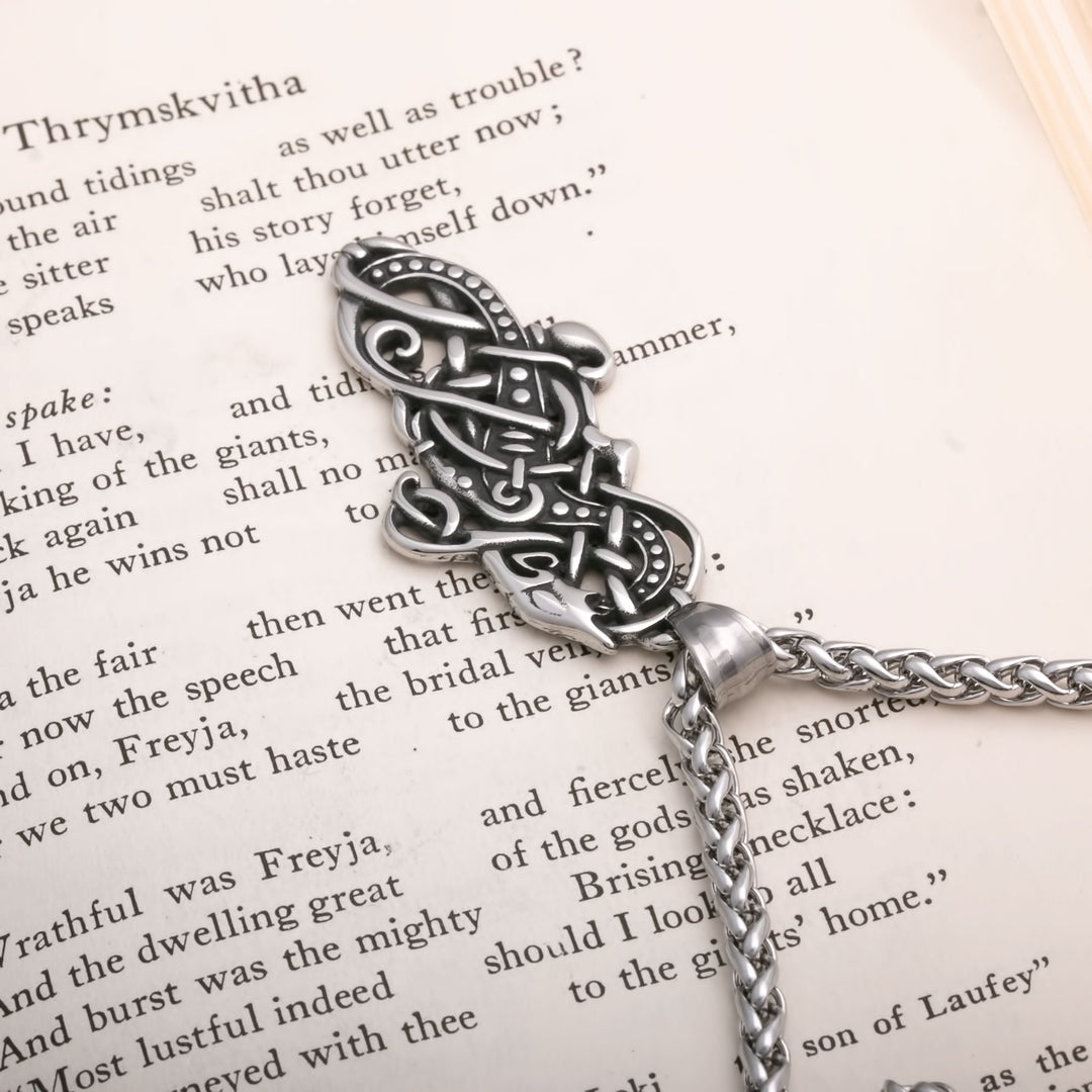 Dragon Knot Viking Pendant Necklace 316L Stainless Steel - view 4