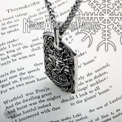 Viking Fenrir Wolf Talisman Stainless Steel Pendant Necklace