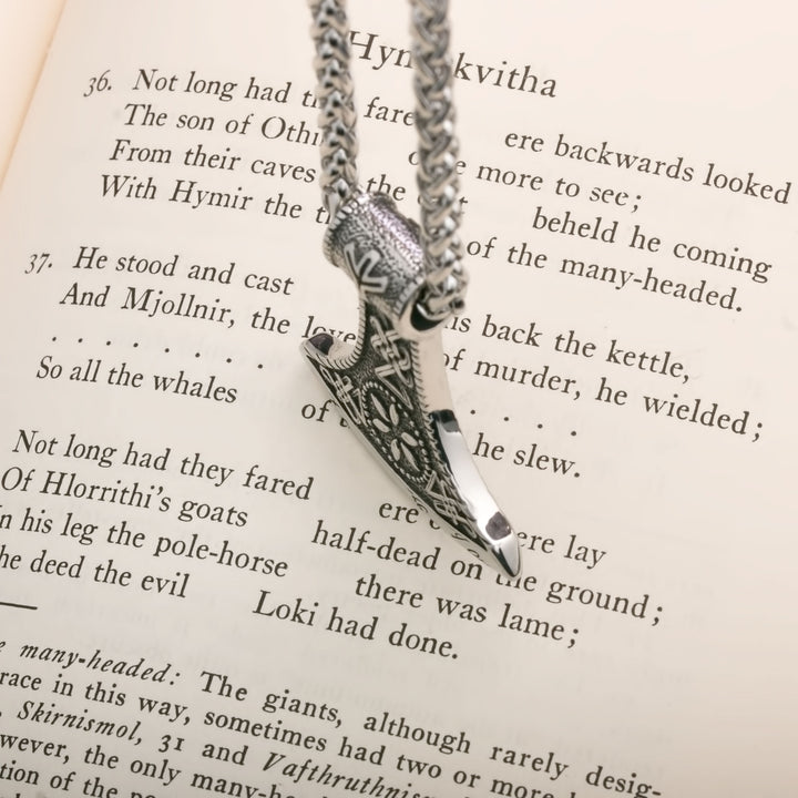 Axe Vegvisir Sowilo Viking Pendant Necklace 316L Stainless Steel