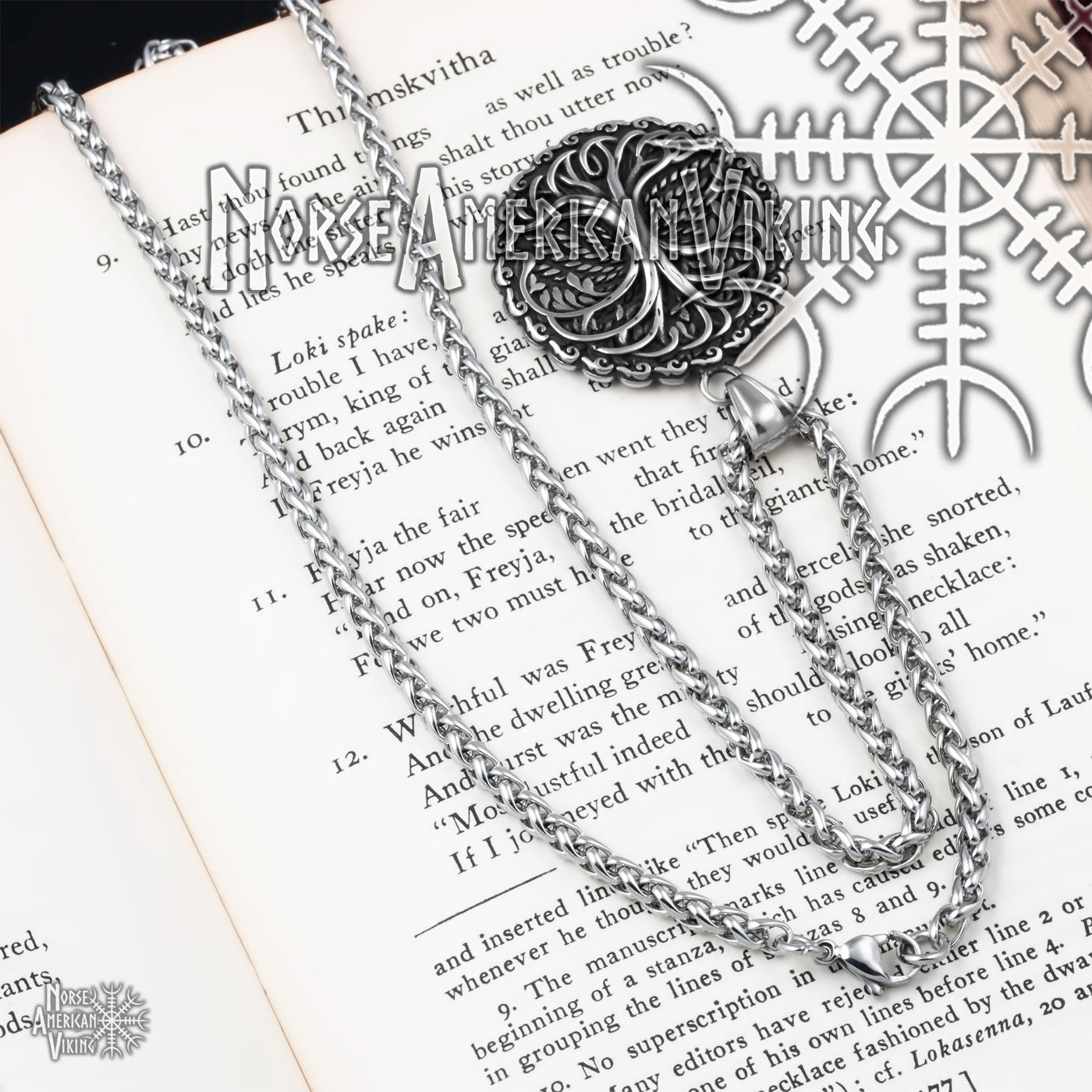 Viking Yggdrasil World Ash Tree Stainless Steel Pendant Necklace