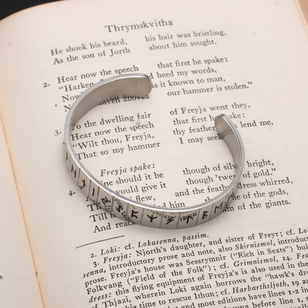 Viking Elder Futhark Rune Cuff Bracelet