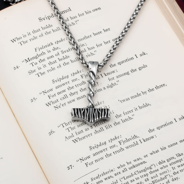 Mjolnir Thor's Hammer Pendant Necklace Stainless Steel Viking