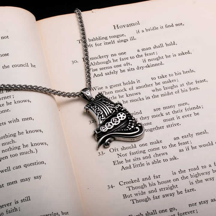 Viking Long Ship Stainless Steel Pendant Necklace