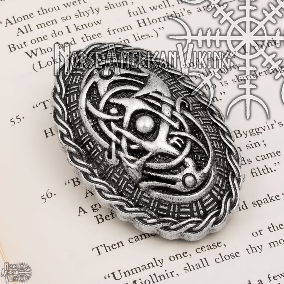 Viking Dragon Broa Oval Tortoise Brooch